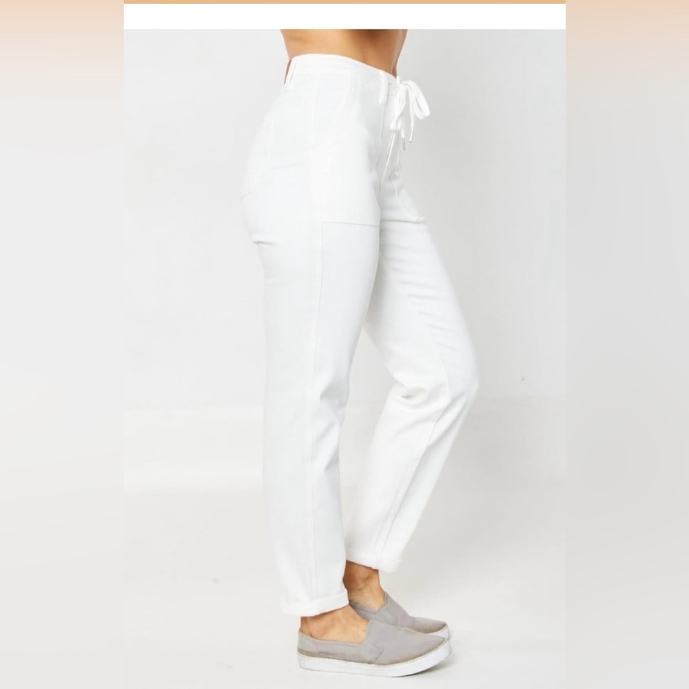 Judy Blue White Drawstring Jeans - Picture 3 of 9